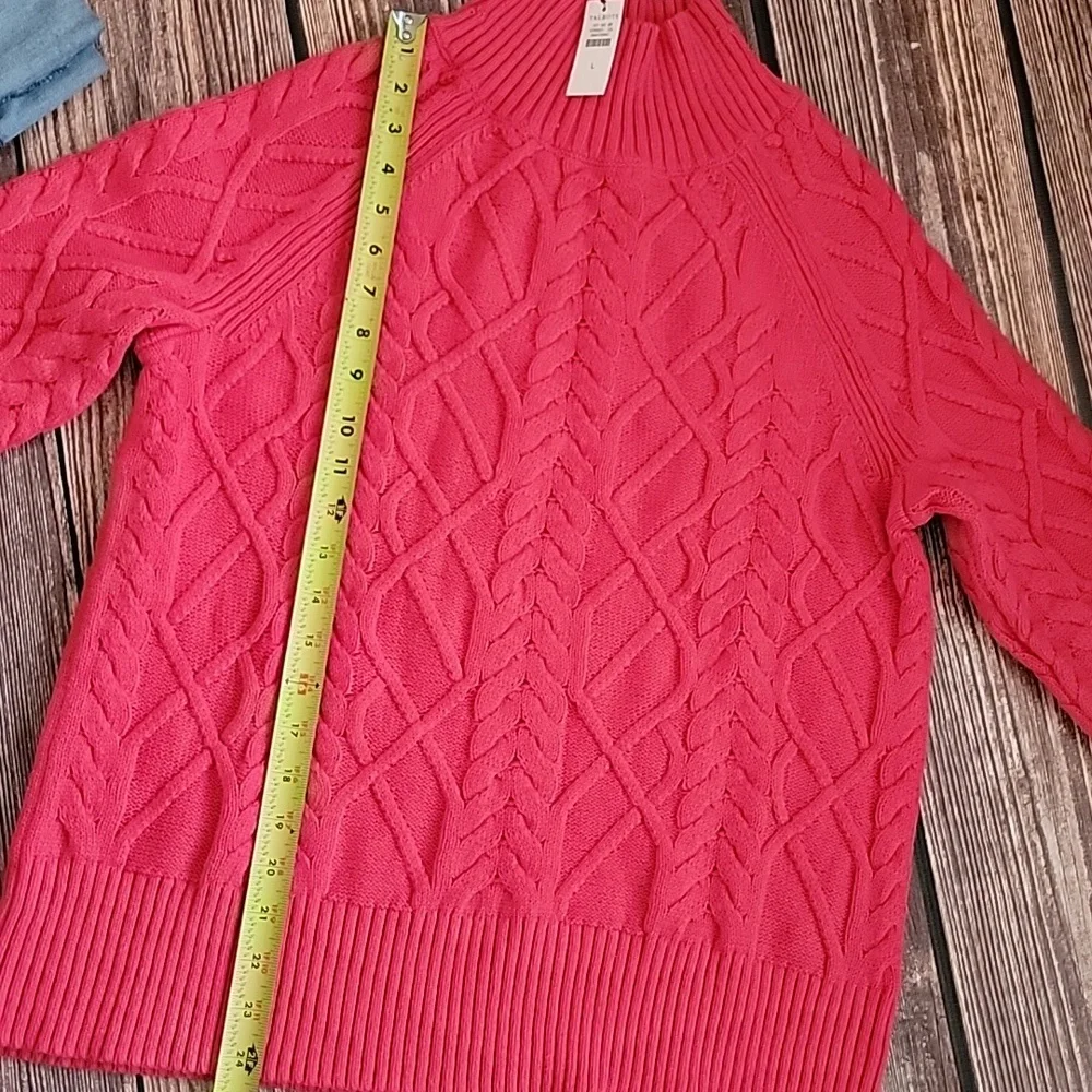 Talbots Pink Cable Knit Turtleneck Sweater - Picture 3 of 6